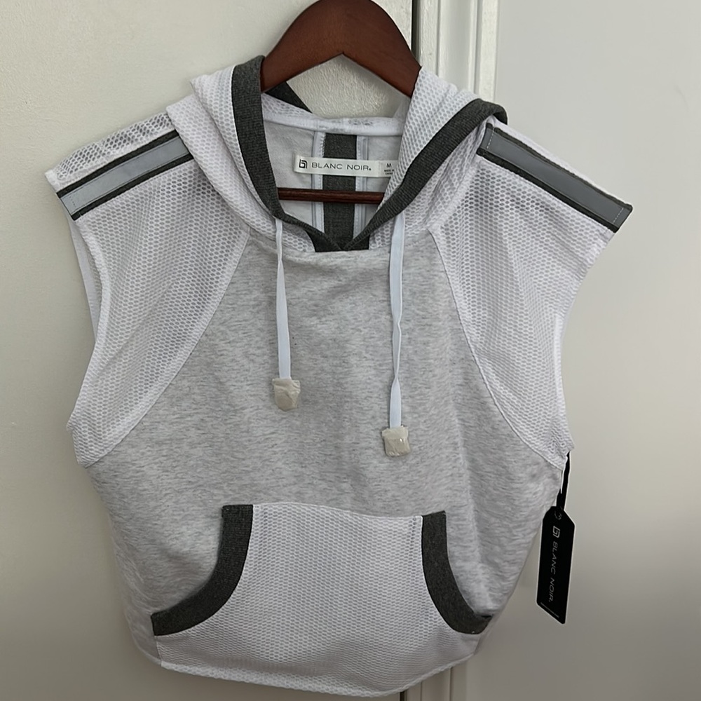 Blanc Noir Mesh crop hoodie brand new